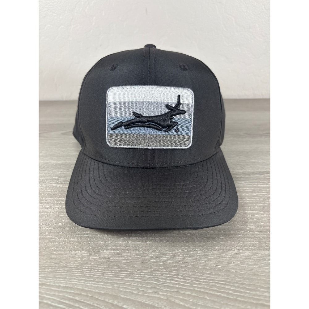 Pukka Mens Black Snapback Hat Leaping‎ Antelope Gazelle Patch Performance Cap